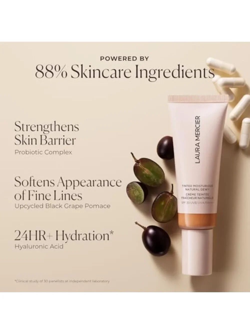 Tinted Moisturizer with SPF 30 - Natural Dewy Finish for Glowing Skin